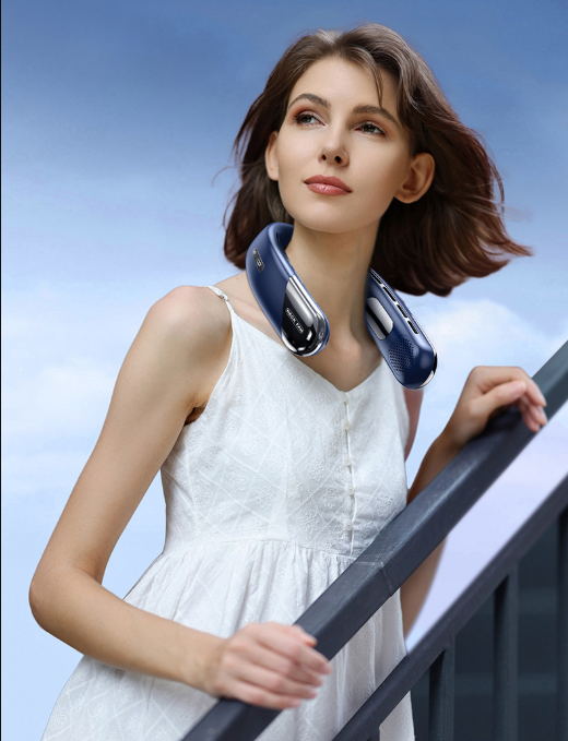 Portable Neck Fan – 10000mAh Rechargeable Hands-Free Cooling Fan (Blue)